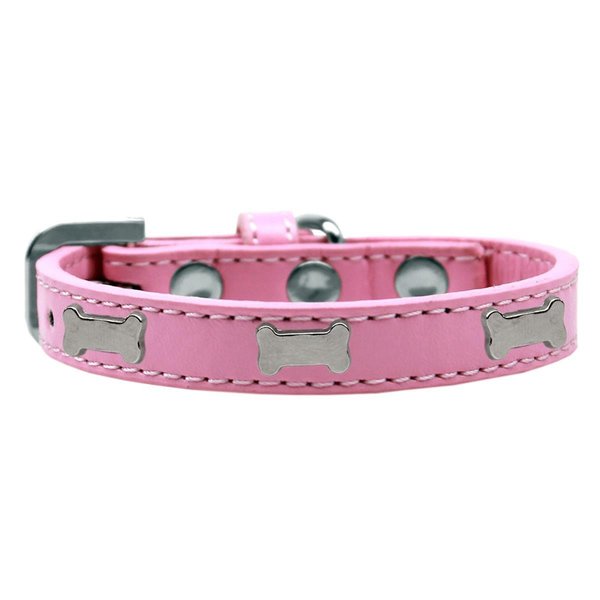 Mansbestfriend Silver Bone Widget Dog CollarLight Pink Size 16 MA935153